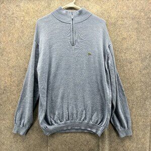 Lacoste Pullover Mens XL 6 Blue Quarter Zip Sweatshirt Fleece Jacket Embroidered